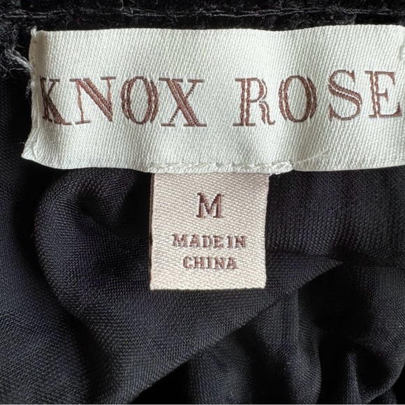 Knox Rose NWT Black Velvet Burnout Long Sleeve Ruffle Cuff Top Size Medium - Picture 8 of 11